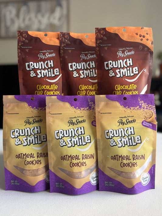 Gluten Free Cookies Variety Pack, Chocolate Chip & Oatmeal Raisin 6 pack, 3oz Bag