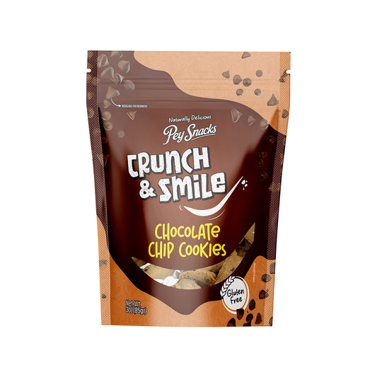Gluten Free Chocolate Chip Cookies, Crunch & Smile 12 pack, 3oz Bag