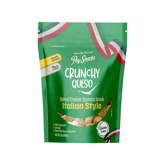 Italian Style Cheese Snack, Crunchy Queso 12 pack, 2oz Bag.