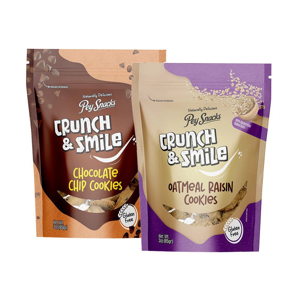 Gluten Free Cookies Variety Pack, Chocolate Chip & Oatmeal Raisin 6 pack, 3oz Bag