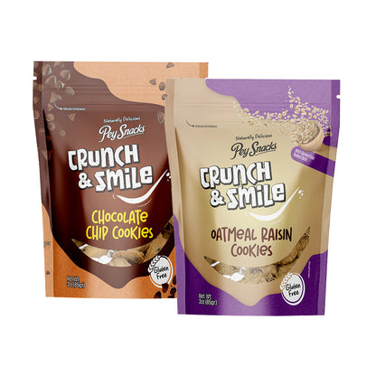 Gluten Free Cookies Variety Pack, Chocolate Chip & Oatmeal Raisin 6 pack, 3oz Bag