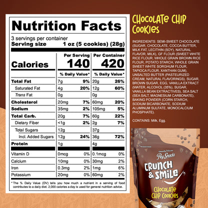 Gluten Free Chocolate Chip Cookies, Crunch & Smile 6 pack, 3oz Bag