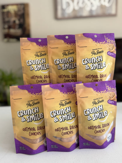 Gluten Free Oatmeal Raisin Cookies, Crunch & Smile 6 Pack, 3oz Bag