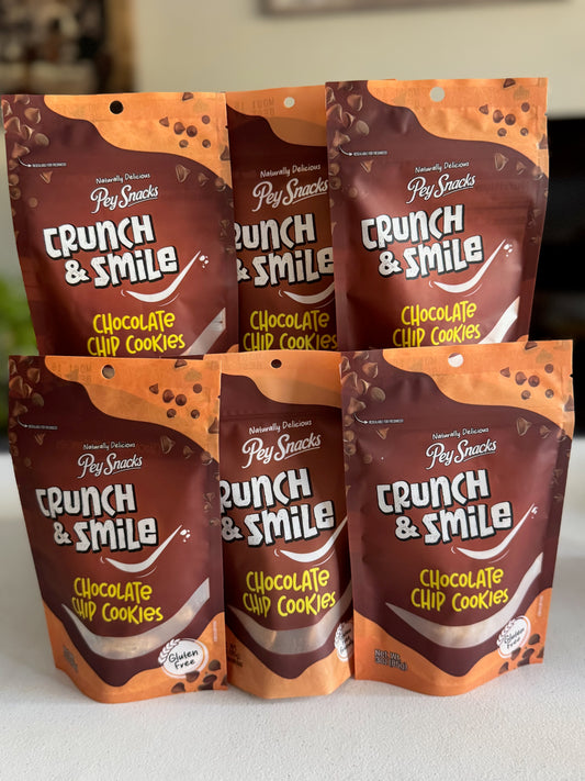 Gluten Free Chocolate Chip Cookies, Crunch & Smile 6 pack, 3oz Bag