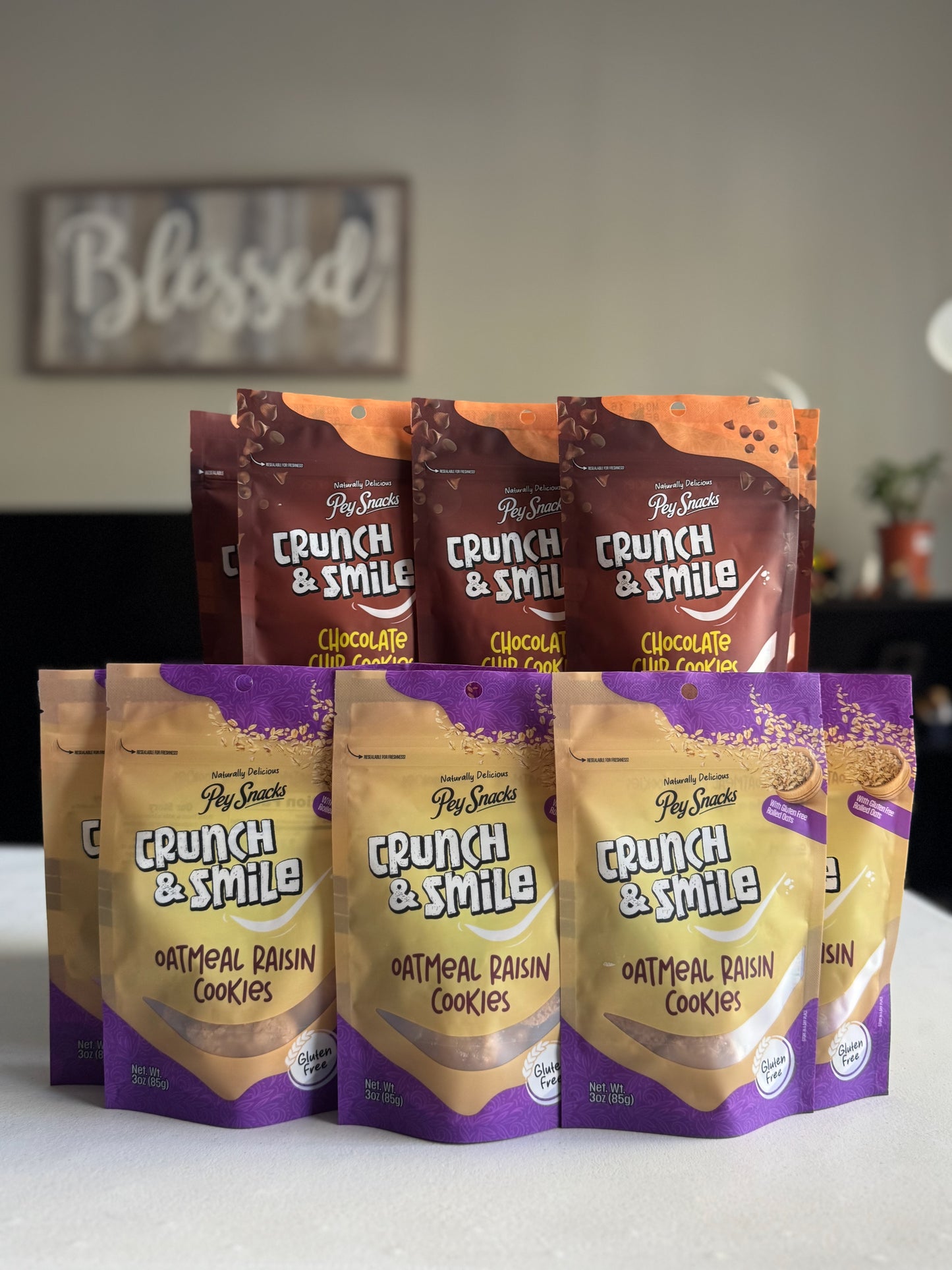 Gluten Free Cookies Variety Pack, Chocolate Chip  & 6 Oatmeal Raisin 12 pack, 3oz Bag