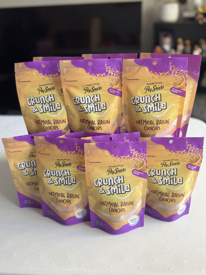 Gluten Free Cookies Oatmeal Raisin, Crunch & Smile 12 Pack, 3oz Bag