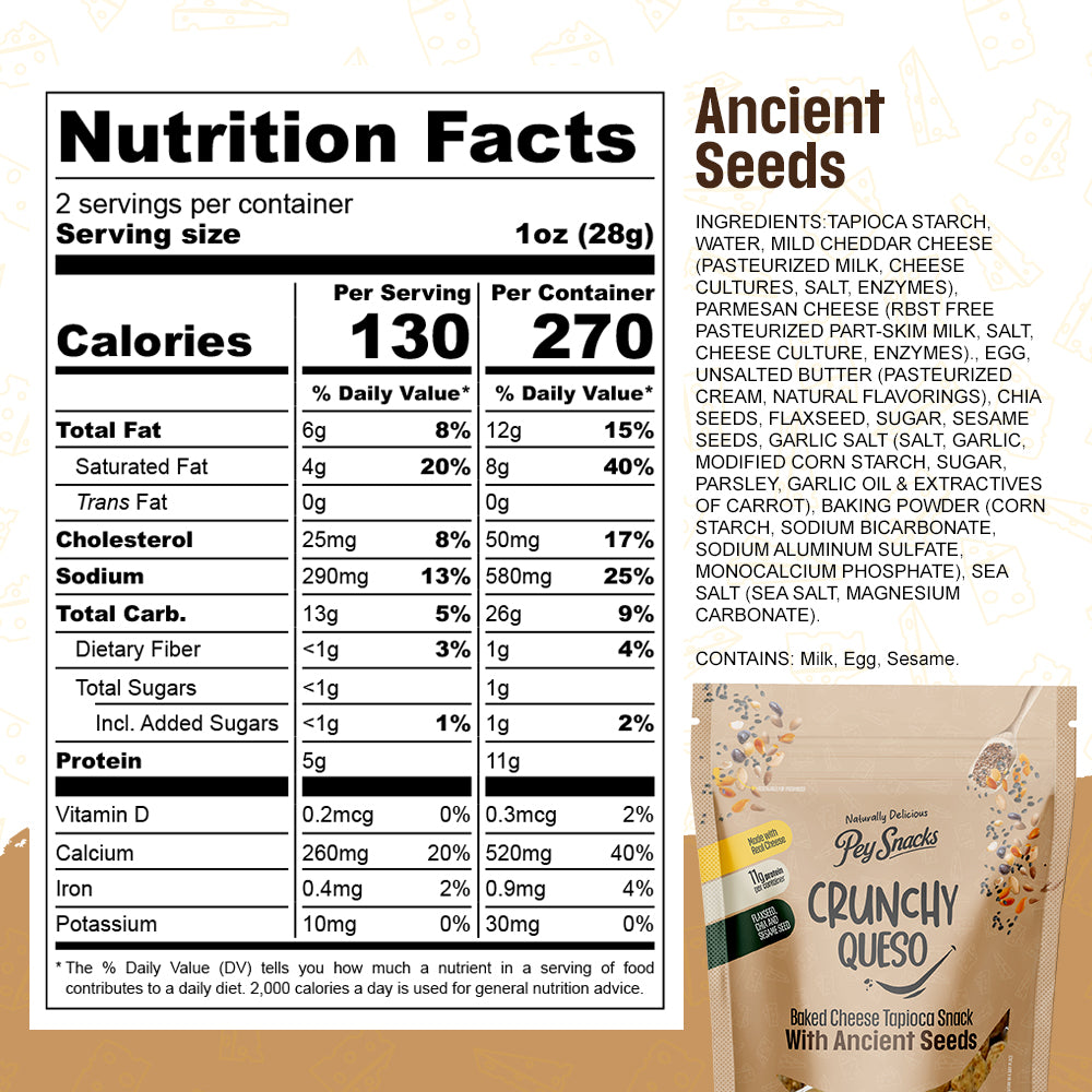 Cheese Snack, Crunchy Queso Ancient Seeds 6 pack, 2oz Bag (Copy)
