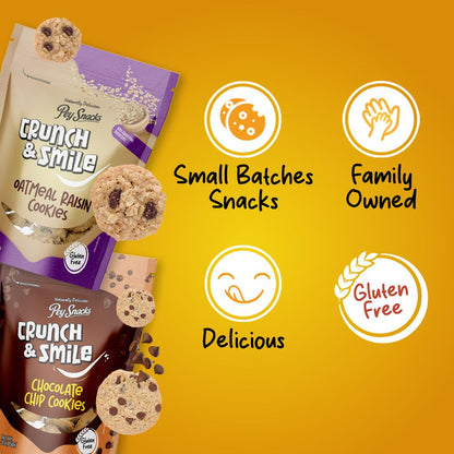 Gluten Free Cookies Oatmeal Raisin, Crunch & Smile 12 Pack, 3oz Bag