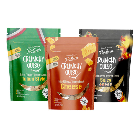 Cheese Snacks  Variety Pack, Crunchy Queso 6 pack (Cheese, Italian and Spicy) 2oz Bag